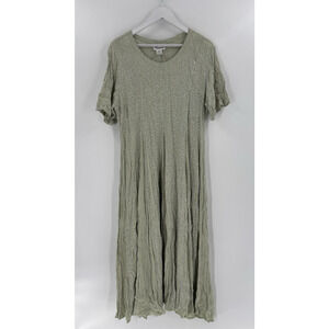 Vintage Paradiso Dress Womens Large Green White Embroidered Ruffle Maxi Tie Back